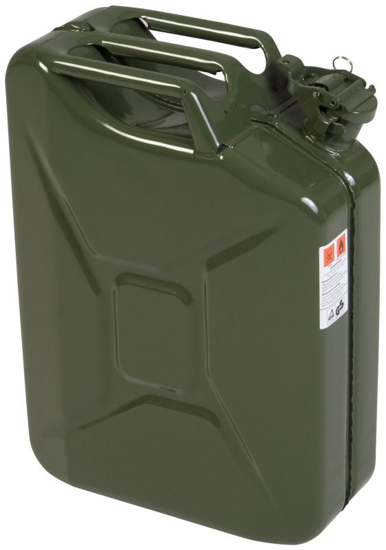 Kraftstoff-Kanister 20 Liter aus Metall  olivgrün